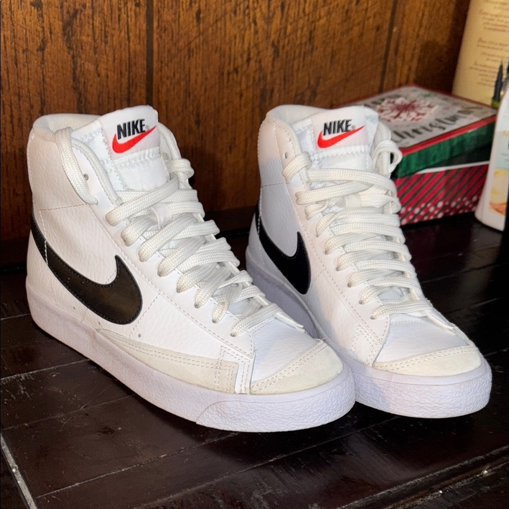 Nike White and Black High-Top Sneakers